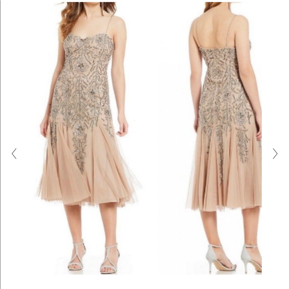 Gianni Bini Jane Beaded Midi Dress Sz 10